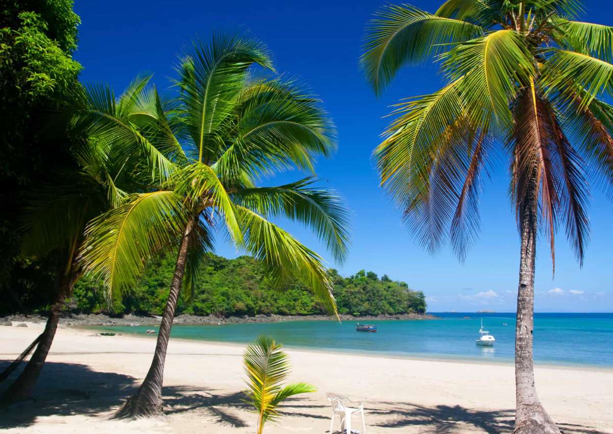 A private beach on an island in Panama.