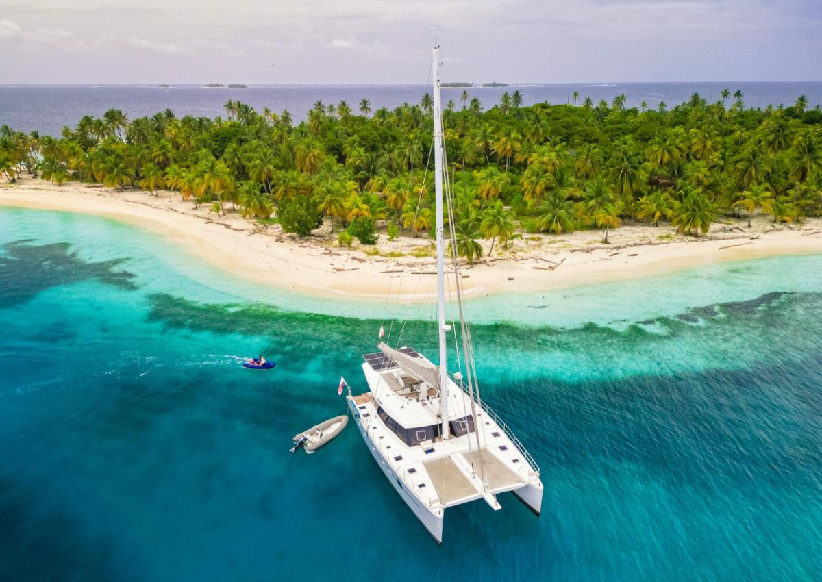 San Blas Catamaran Company Birds eye view of the San Blas catamaran.